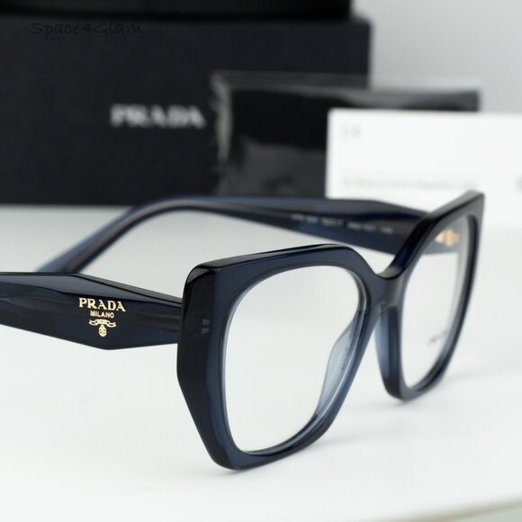 Prada Women Eyeglasses Blue Crystal Demo Cat Eye PR18WV 08Q1O1 BRAND NEW - Picture 4 of 7